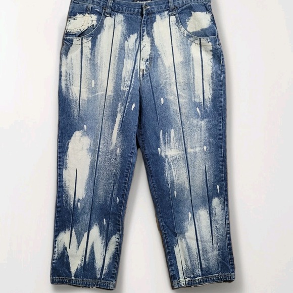 Raw Blue Other - Vintage Y2K RAW BLUE Wide Leg Baggy Jeans 40x32 Paint Grunge Skater Streetwear